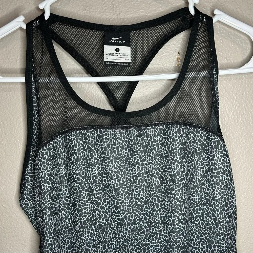 Nike y2k leopard print mesh racerback athletic tank top women’s size small